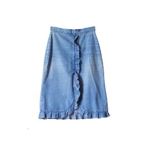 Gonna in denim con volant